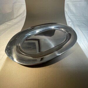 Vintage Farberware #776 Stainless Steel Oval Hostess Tray 18"x 11" (515)